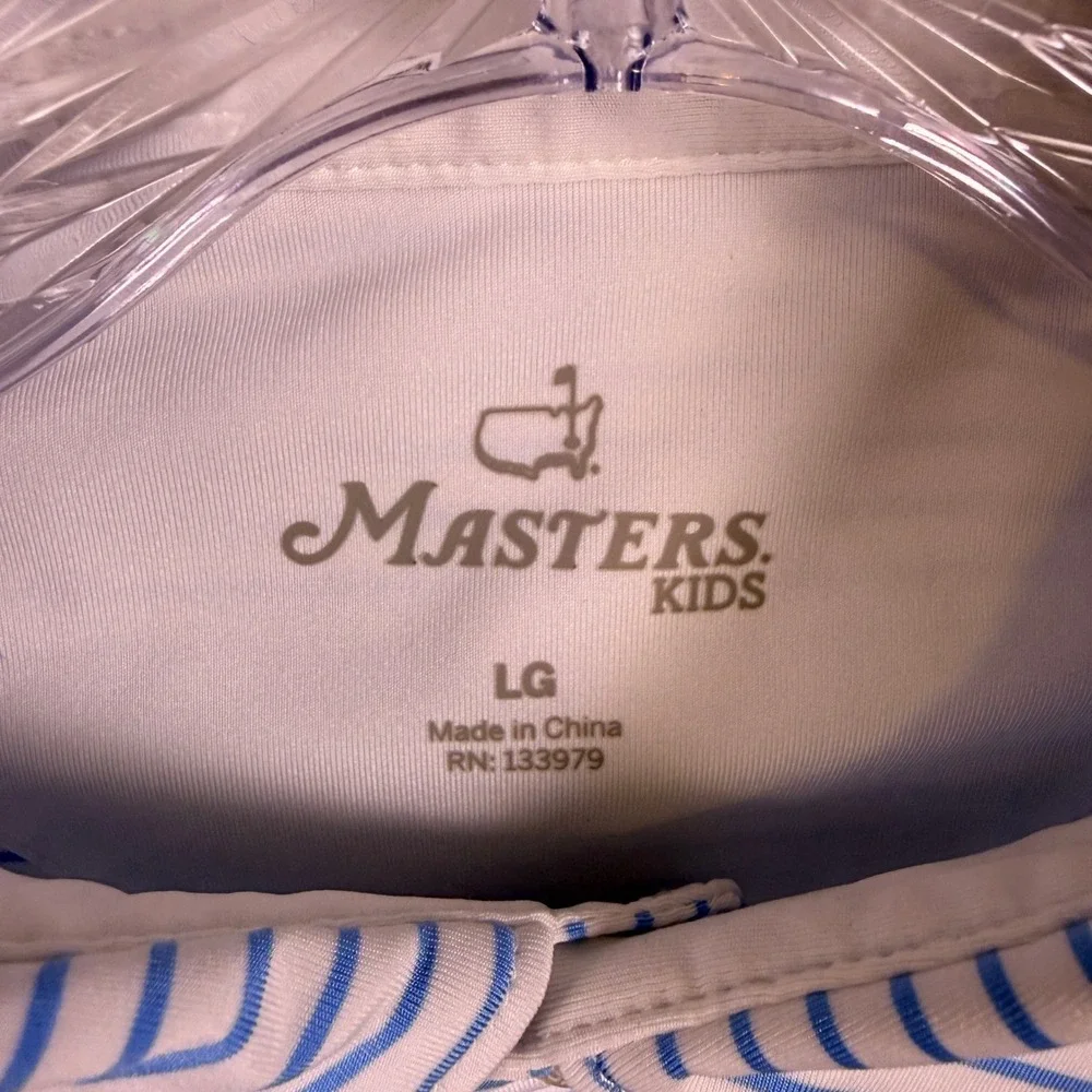 Masters Kids Polo Shirt Kids Large Blue Striped Performance Golf MB1120-354